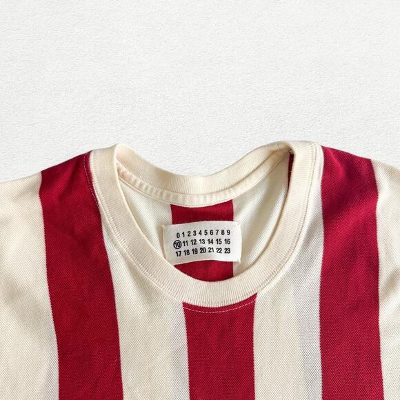 Maison Martin Margiela 2008 Red and Off White Striped Jersey T-Shirt - Picture 5 of 8